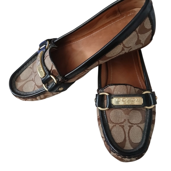 Coach Felisha Brown Signature Loafers Size 6.5 - Picture 1 of 5